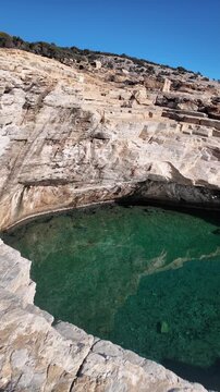Coastline of Thassos island near Giola Natural Pool, East Macedonia and Thrace, Greece 