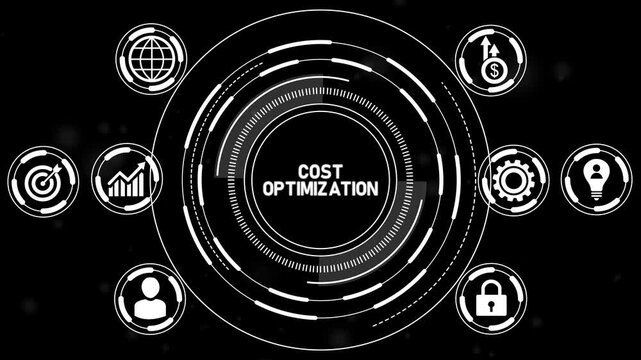Cost optimization concept for expense efficiency with icon.Business, Technology.4k animation.