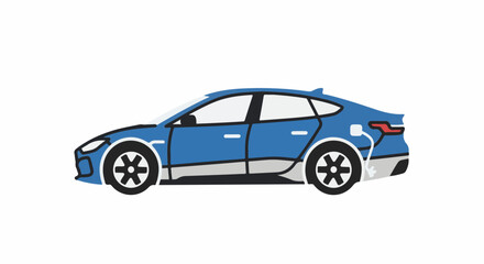 Obraz premium Blue electric vehicle charging, modern design, white background, clean illustration