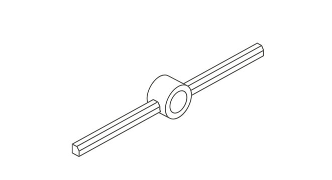 Isometric slider control featuring a central circular knob positioned on a horizontal rod for adjusting financial budget settings.