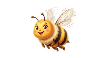 Naklejka premium Flying Cute Honey Bee Mascot Character Illustration