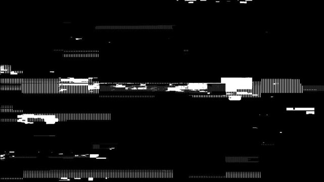 TV Video signal damage, digital glitch effect with noise looped background. communication signal error. error signal loop. virus code and software hack concept. cybersecurity. 4k