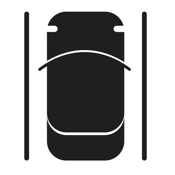 Car Top View Icon | Vehicle Parallel Parking Space Vector Silhouette Sign for Map Navigation, Garage and Traffic