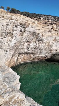 Coastline of Thassos island near Giola Natural Pool, East Macedonia and Thrace, Greece 