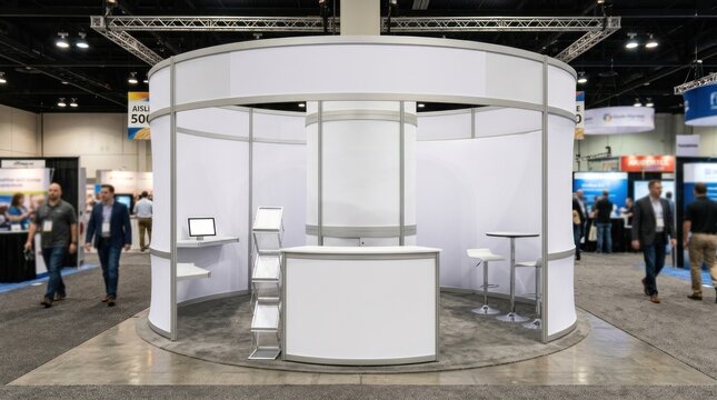 Blank circular exhibition booth mockup template trade show display design
