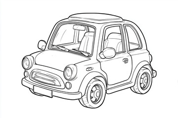 Cute Cartoon Car Coloring Page for Kids Simple Vehicle Line Art Printable Activity Book