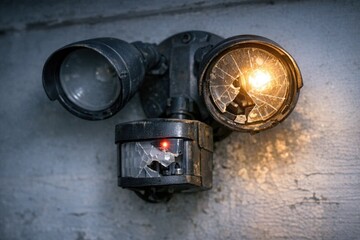 Naklejka premium A close-up of a single light source on a wall, suitable for use in interior design or architectural images