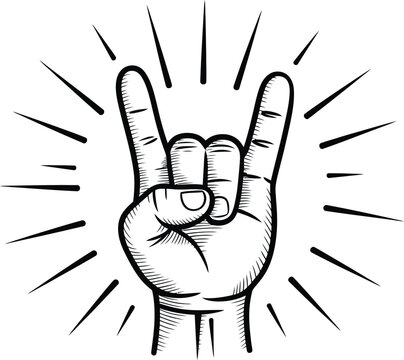 Rock hand, sign icon, gesture symbol for music culture live performances entertainment and artistic communication concepts