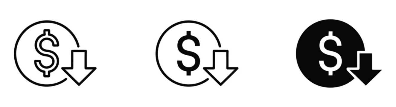 Cost reduce icon vector, financial savings and expense reduction symbol for website and business design