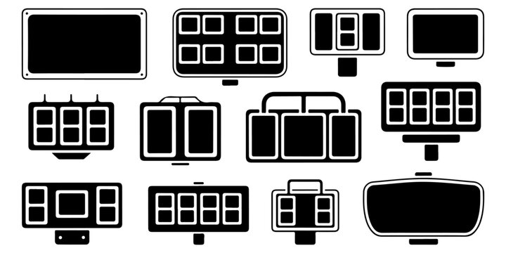 Digital scoreboard number display collection with flip board style counters, sports scoring panels and numeric information signs