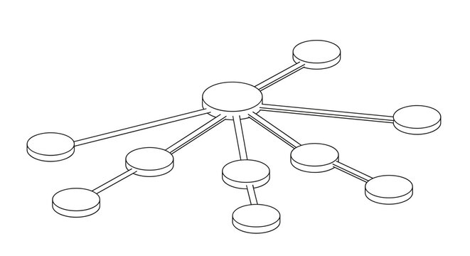 Decision tree diagram featuring round nodes connected by paths in an isometric layout on a white background for management.