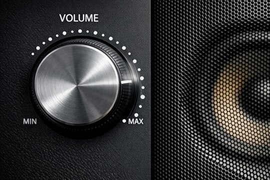 A detailed view of a metal knob on a vintage-style speaker