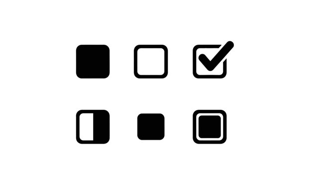 Checkbox Icons Set: Selected, Unselected, Partially Selected, Disabled Options