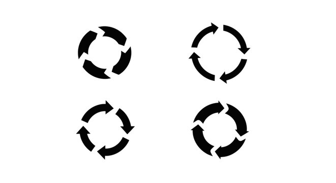 Circular Arrows Icons Set, Refresh Reload Loop Cycle Symbol