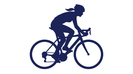 Fototapeta premium Female cyclist riding bicycle silhouette on transparent background