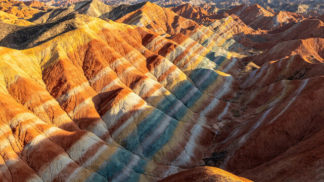 Colorful Danxia landform abstract color band mountains