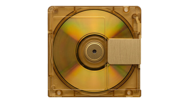 Amber Gold Retro Translucent MiniDisc Cartridge Cutout on Transparent Background