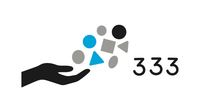 Hand Holding Geometric Shapes and Number 333