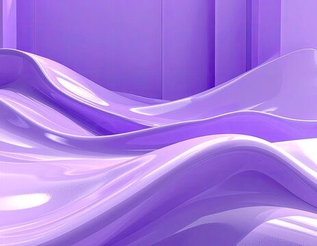 Smooth, undulating lavender waves create a flowing, luminous abstract landscape
