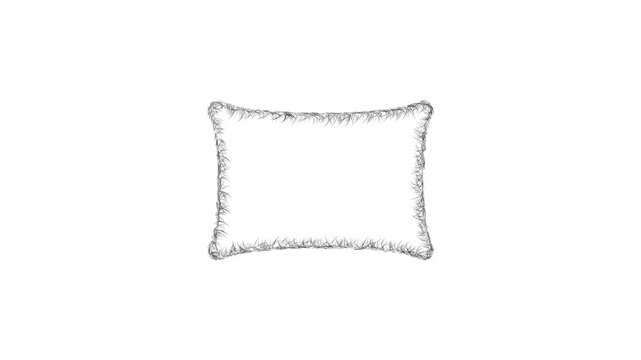 Sketch rectangular pillow icon animation - smooth progressive reveal