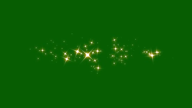 Festive Gold Sparkle star burst for New Year & Christmas Celebration, 4k Sparkle dust trail loop transition, Golden energy burst on green background, sparkling star twinkle glittering