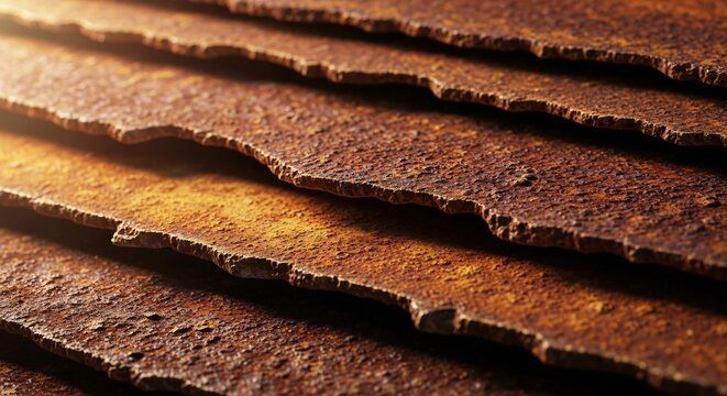 Close-up of layered beef jerky slices showcasing texture and rich brown color perfect for snack food advertising or culinary presentation
