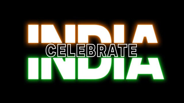 India Celebrate text design reveal glow shine animation