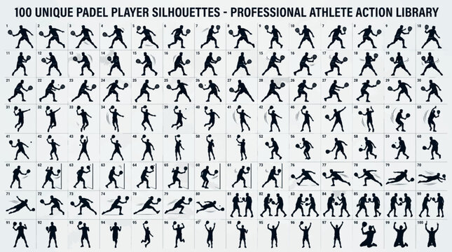 Sports Silhouette Bundle Featuring Padel Players in Real Match Situations