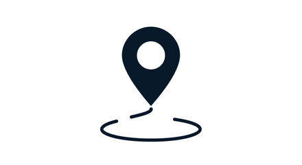 A simple dark icon representing a navigation point on a digital map interface © harimau