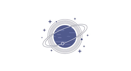 A minimalist illustration of a ringed planet floating in deep space © harimau