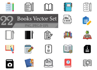 Fototapeta premium Book Icons Pack for Reading Apps