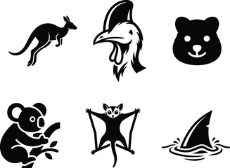 Collection of animal silhouettes on white background © saidur