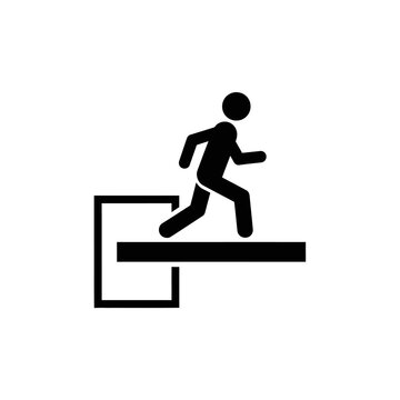 Man running out of a square door icon.