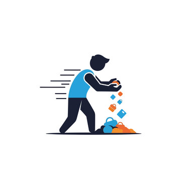 Man Scattering Small Objects from Hands.