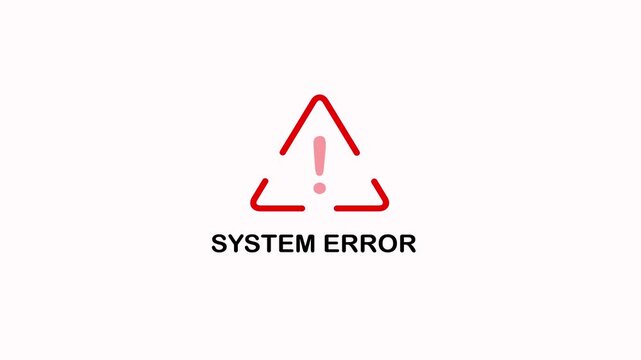 Digital disconnection communication disruption issue for connectivity system error icon animation on white background. Triangle warning icon with text for system error video animation