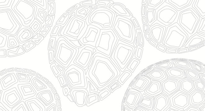 Abstract geometric white background with intricate turtle shell patterns. Minimalist animal texture illustration.