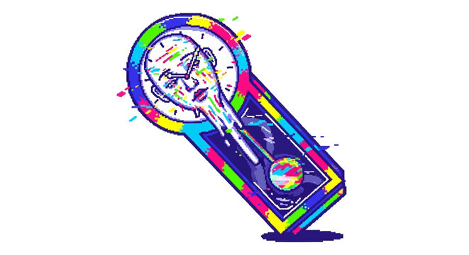 Surreal Clock Face Melting Abstract Art.