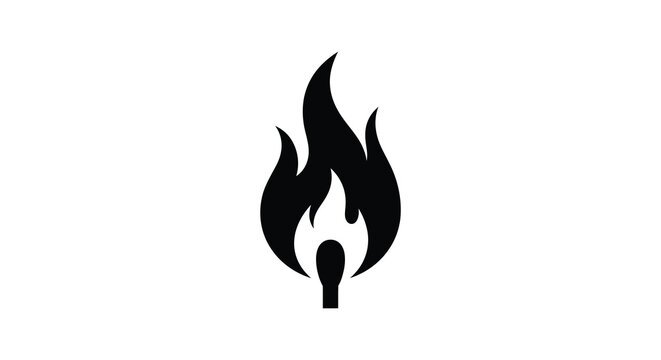 Flame silhouette on a white background a simple black graphic