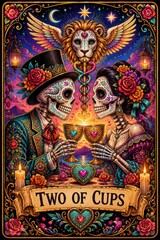 Obraz premium Vibrant Day of the Dead Lovers Celebrating Unity and Connection