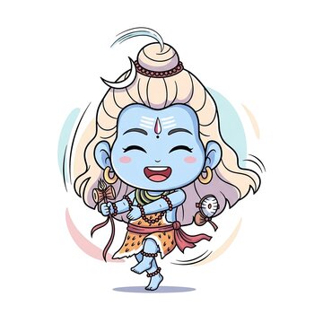 Hindu deity Krishna dancing happy.
