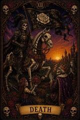 Obraz premium Skeleton Knight on Horseback Embracing Themes of Life and Death