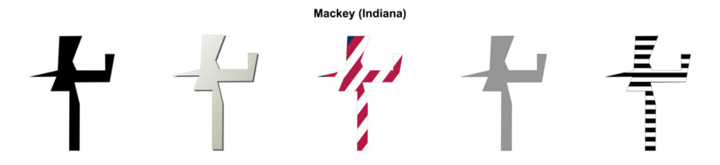 Obraz premium Mackey (Indiana) blank outline map set