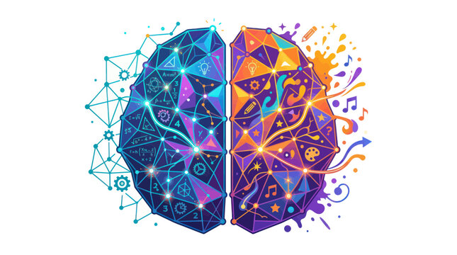 brain, colorful, geometric art