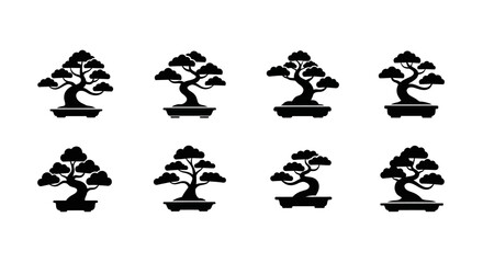Obraz premium Collection of Bonsai Tree Silhouettes