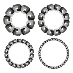 Naklejka premium Set of monochrome impossible shape rings and circle frames vector. Graphic supports technology branding and abstract logo creation.