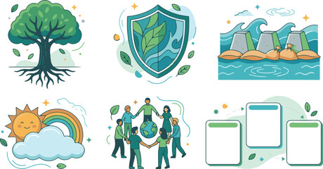 Naklejka premium Environmental protection and sustainability flat design elements
