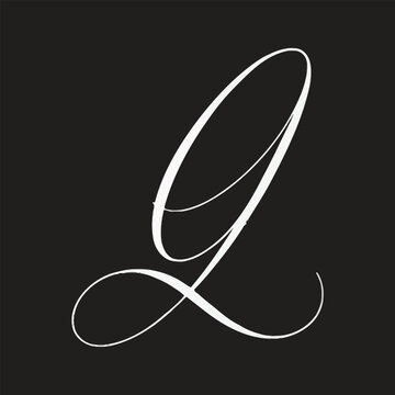 Cursive letter l on black background
