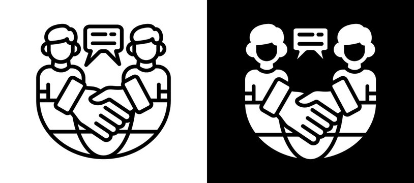 Multilateral Talks Icon Set In Black And White Filled Style Collection