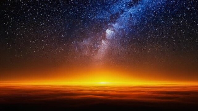 Muted orange mist drifting sideways through deep space ambience with minimal glows spreading gradually