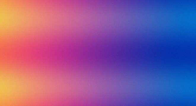 Soft gradient background with bright colors blending from red to blue and yellow Grainy Noise Texture Design for Retro Poster Header and Web Backdrop